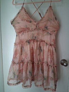 Windsor Blush Pink Floral Ruffle Slip Cami Dress